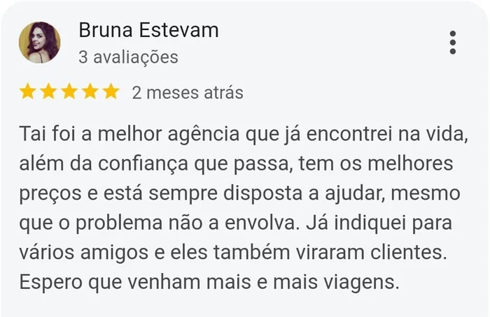 avaliacao-de-5-estrelas-de-bruna-estevam-no-google Roteiro Maceió
