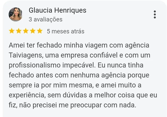 avaliacao-de-5-estrelas-de-glaucia-henriques-no-google Roteiro Maceió