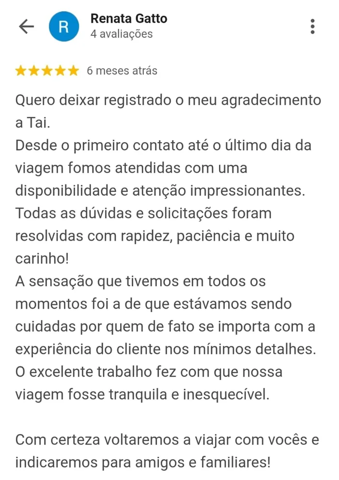 avaliacao-de-5-estrelas-de-renata-gatto-no-google Roteiro Maceió